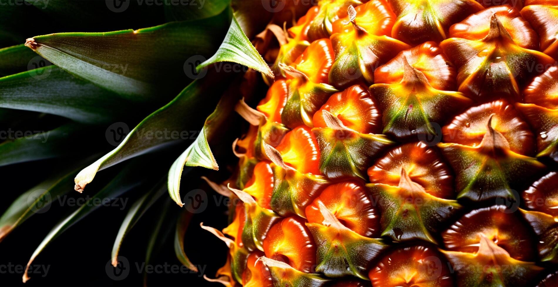 Realistic pineapple texture. Close-up pineapple skin, tropical pattern, fruit banner - AI generated image photo