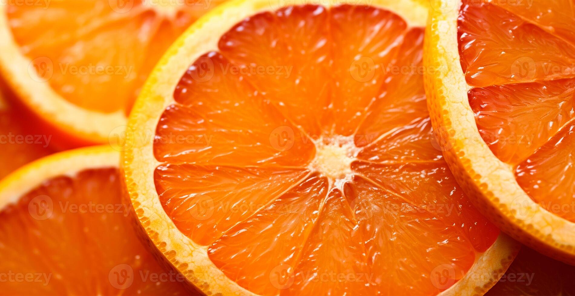 Realistic orange texture. Orange circles close up, tropical pattern, fruit banner - image photo