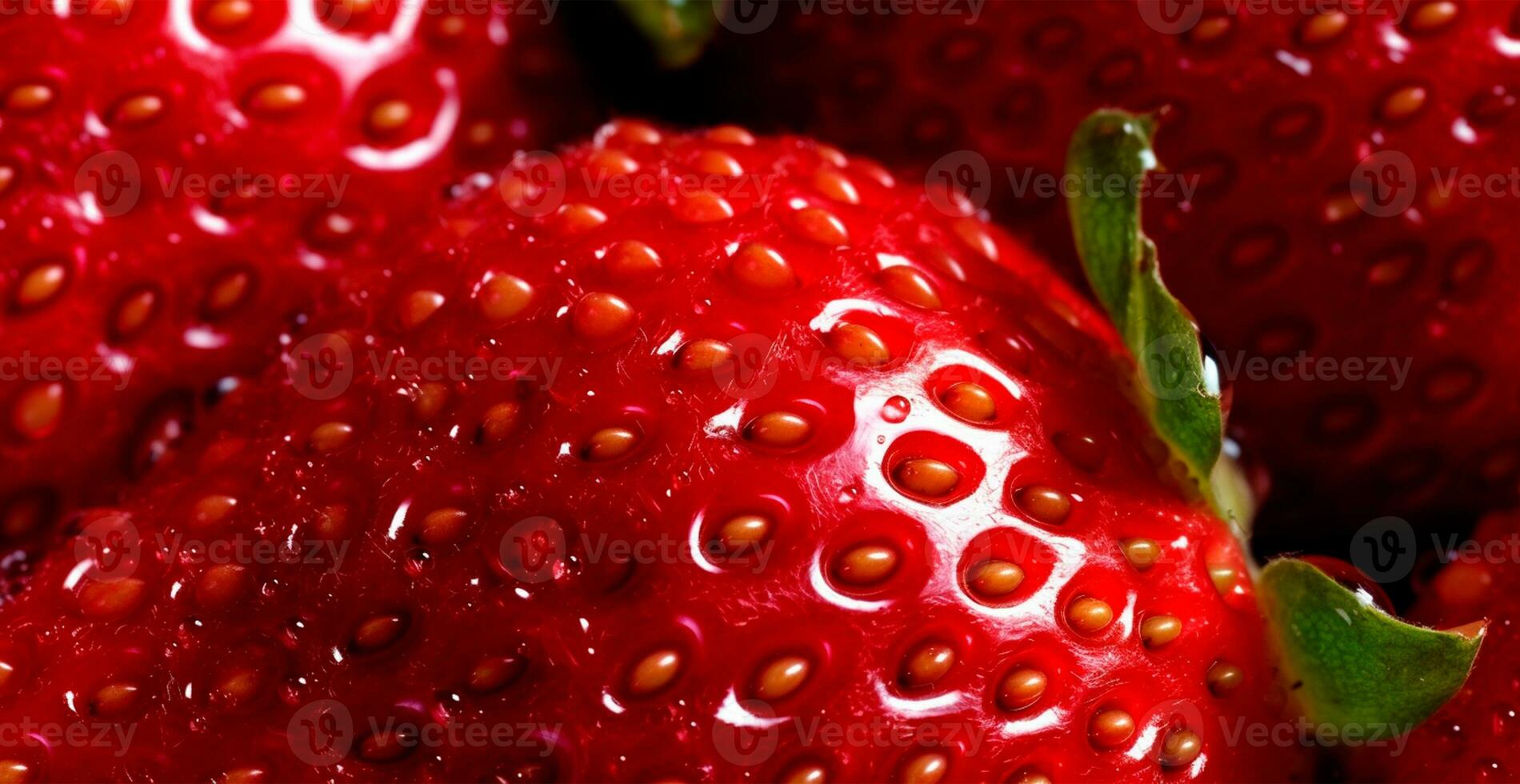 Strawberry. Macro of fresh organic natural berries. Fruit red background - AI generated image photo