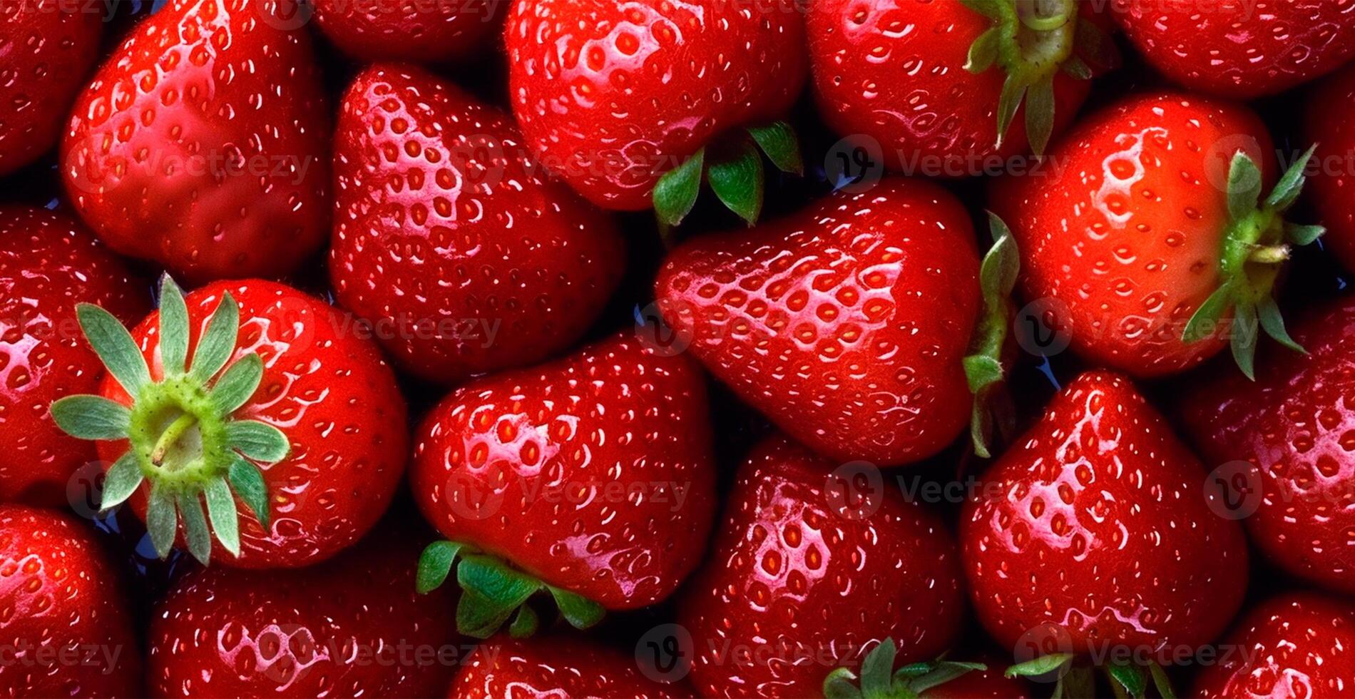 Eco strawberry. Macro of fresh organic natural berries. Fruit red background - AI generated image photo