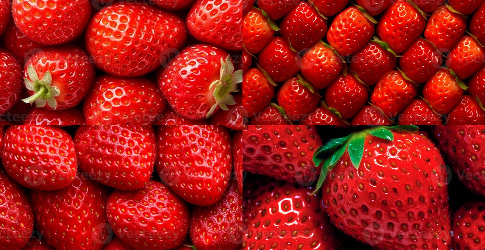 Eco strawberry. Macro of fresh organic natural berries. Fruit red background - AI generated image photo