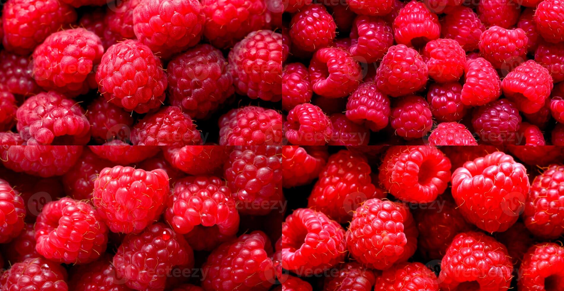 Eco raspberry. Macro of fresh organic natural berries. Fruit red background - AI generated image photo