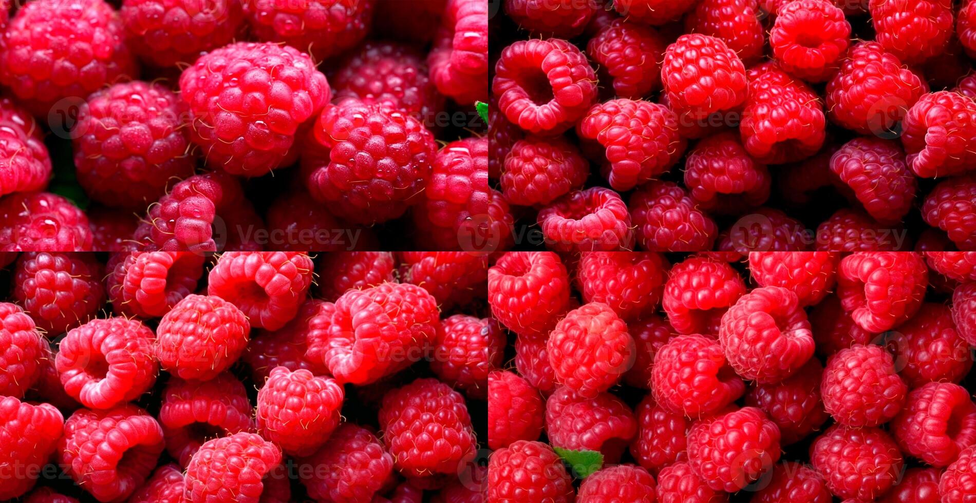 Eco raspberry. Macro of fresh organic natural berries. Fruit red background - AI generated image photo