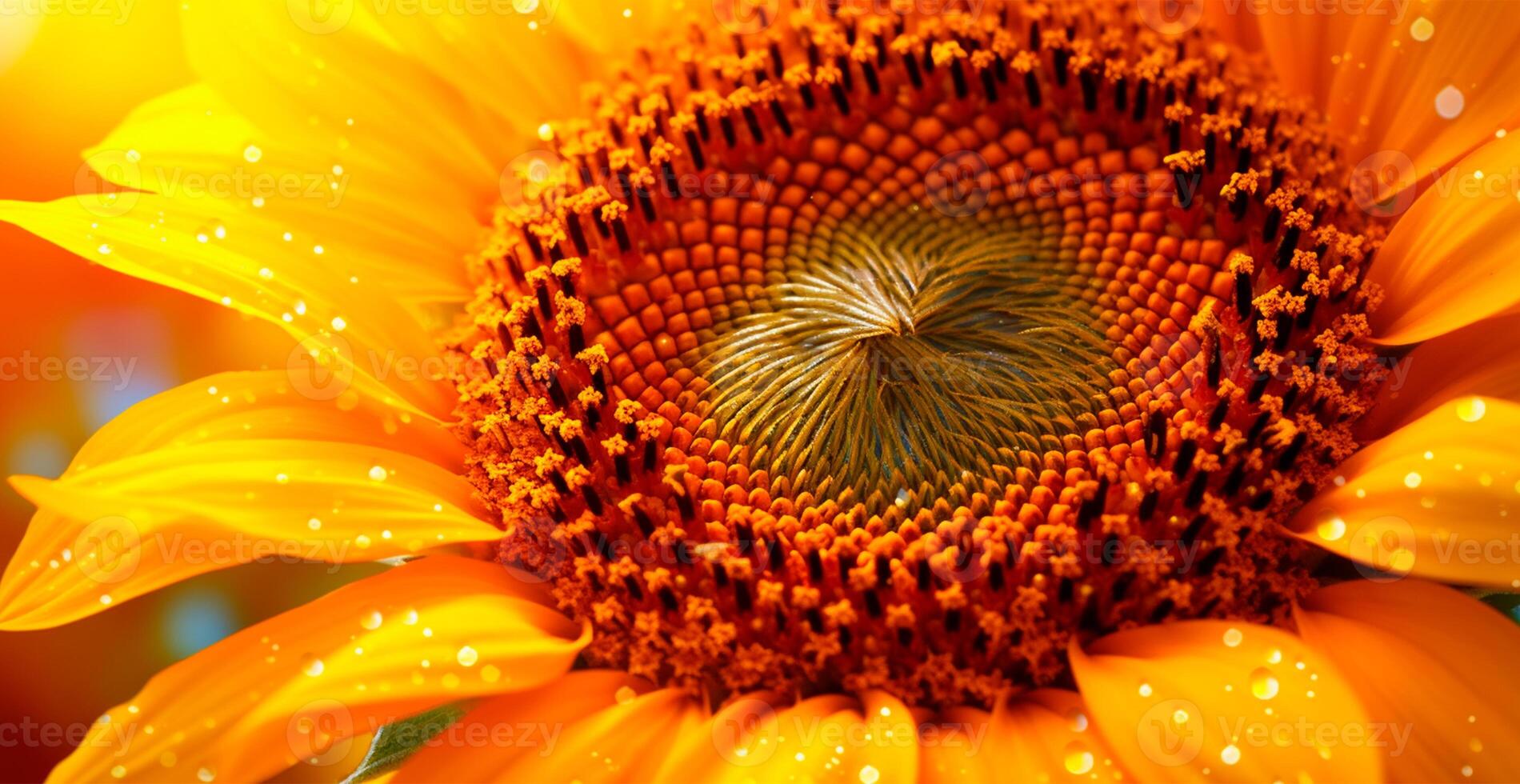 Field of sunflowers in bloom, hot sunny summer, macro shot - image photo