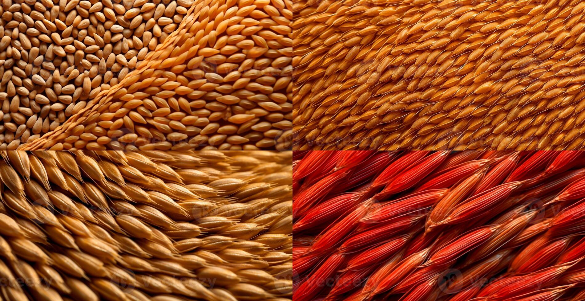 Wheat grains, flour, bakery background - AI generated image photo