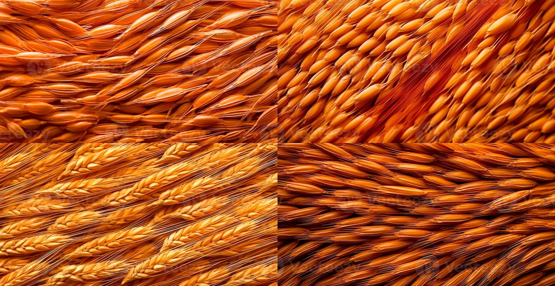 Wheat grains, flour, bakery background - AI generated image photo