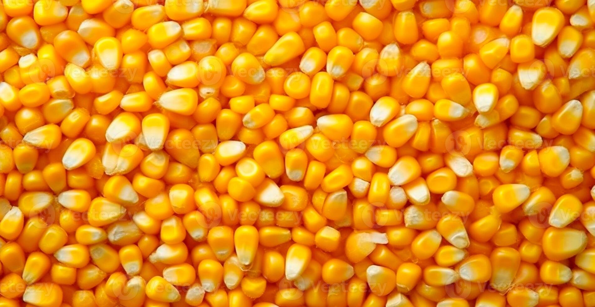 Peeled corn cob, yellow seeds, top view - image photo