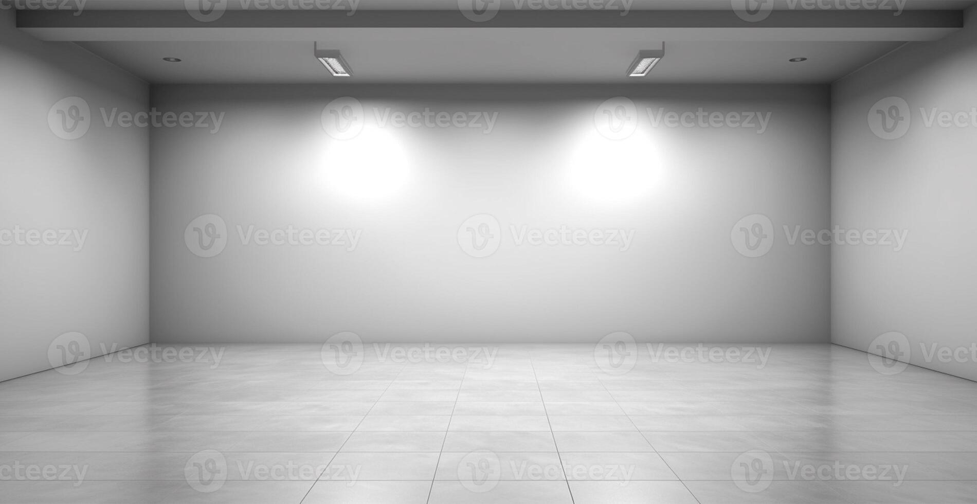 Large spacious photo studio, gray studio for design and advertising - AI generated image