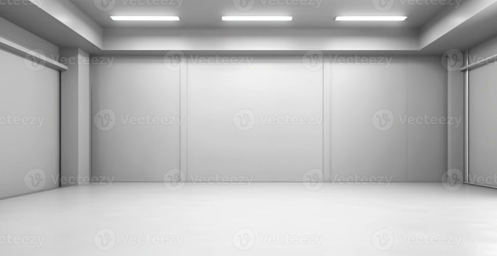 Large spacious photo studio, gray studio for design and advertising - AI generated image