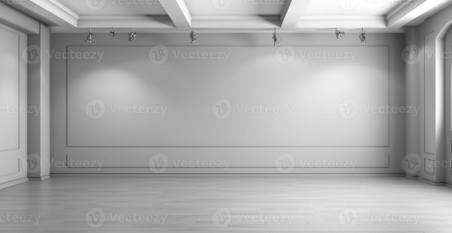 Large spacious photo studio, gray studio for design and advertising - image