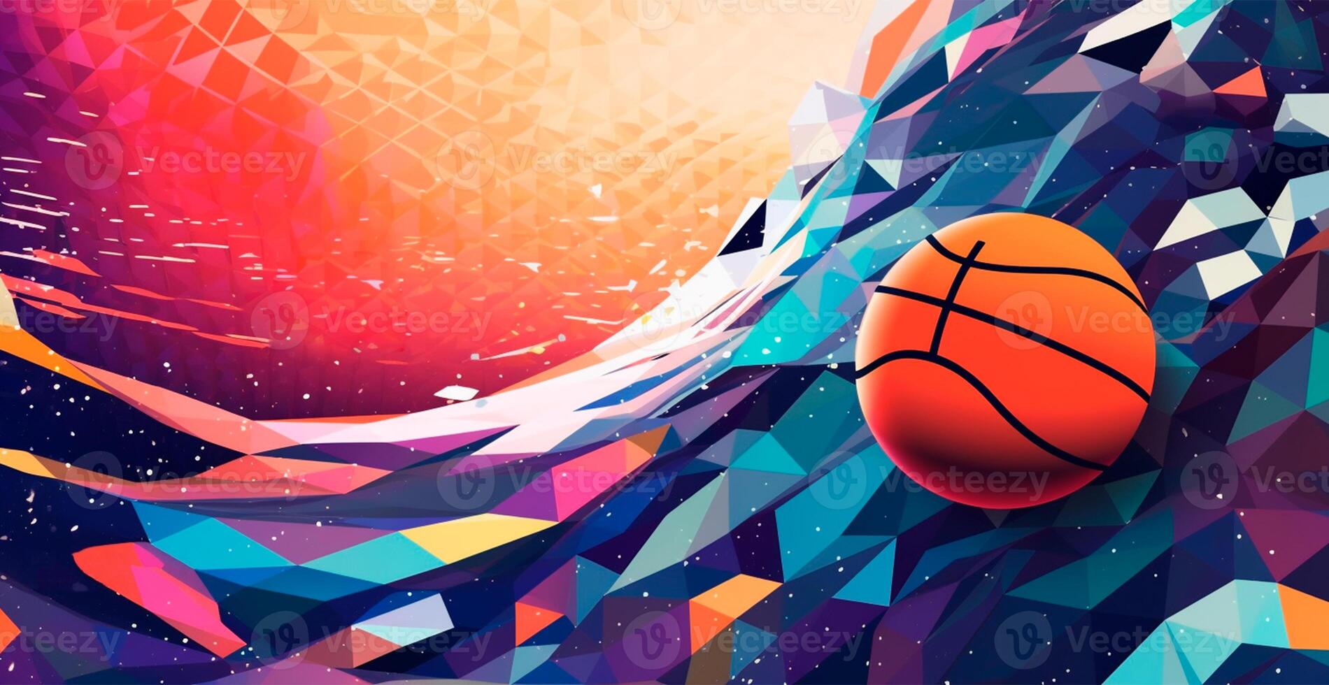 resumen baloncesto panorámico fondo, naranja baloncesto - ai generado imagen foto