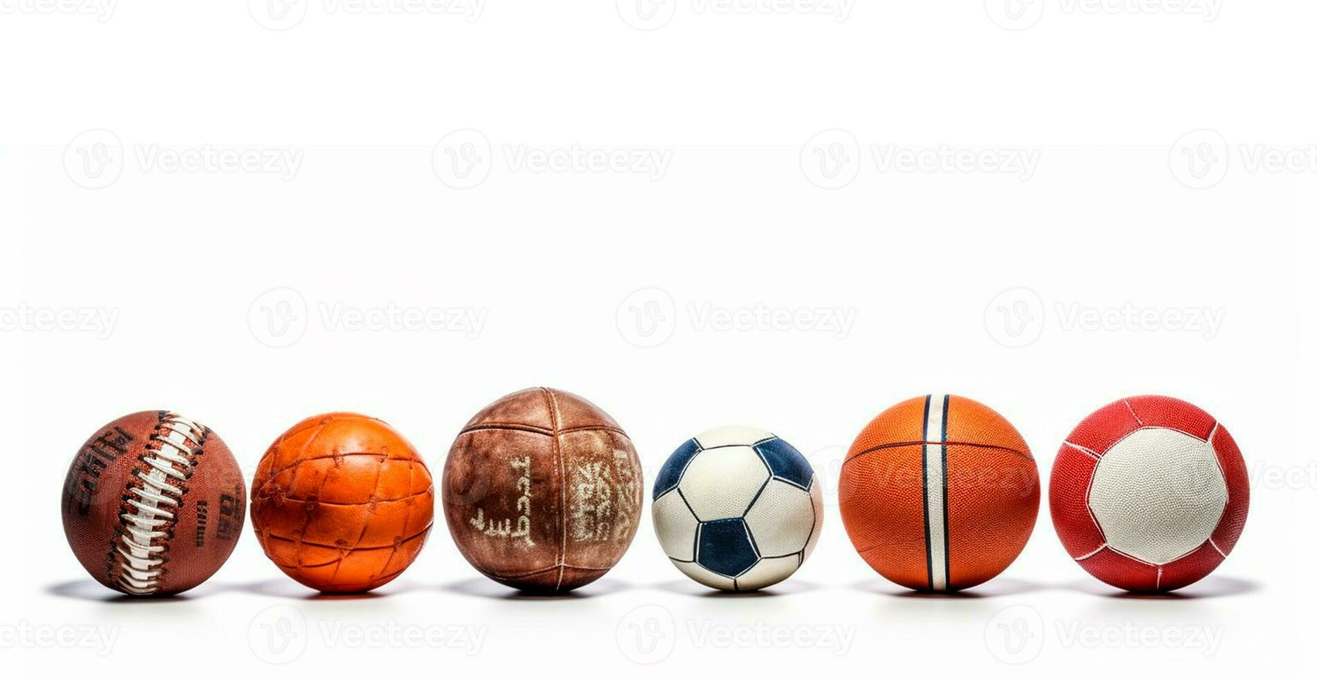 Balls of different sports on white background - AI generated image photo