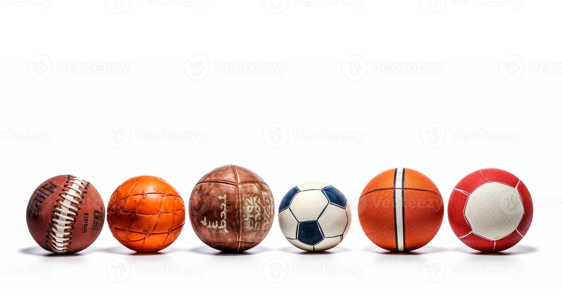 Balls of different sports on white background - image photo