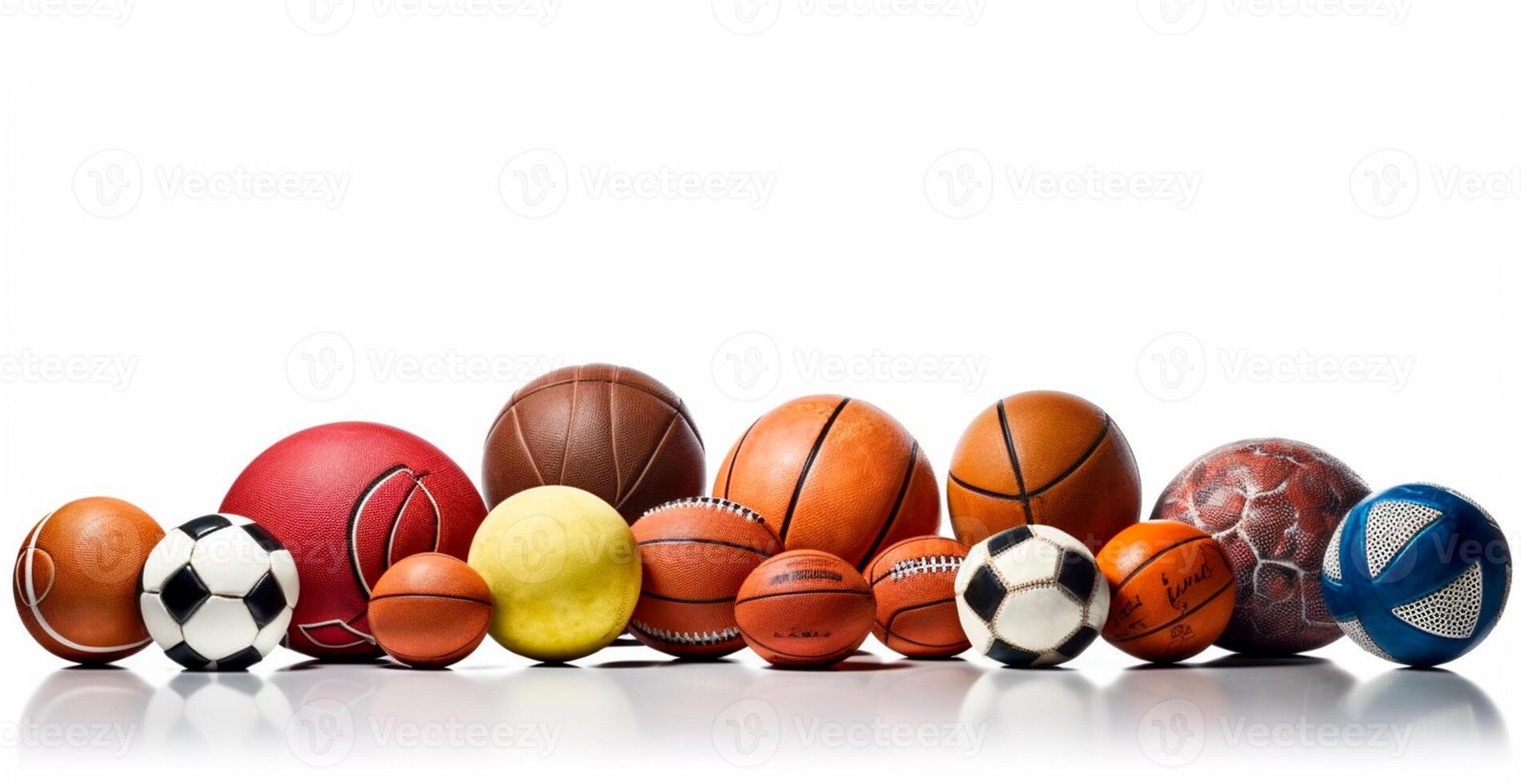 Balls of different sports on white background - AI generated image photo