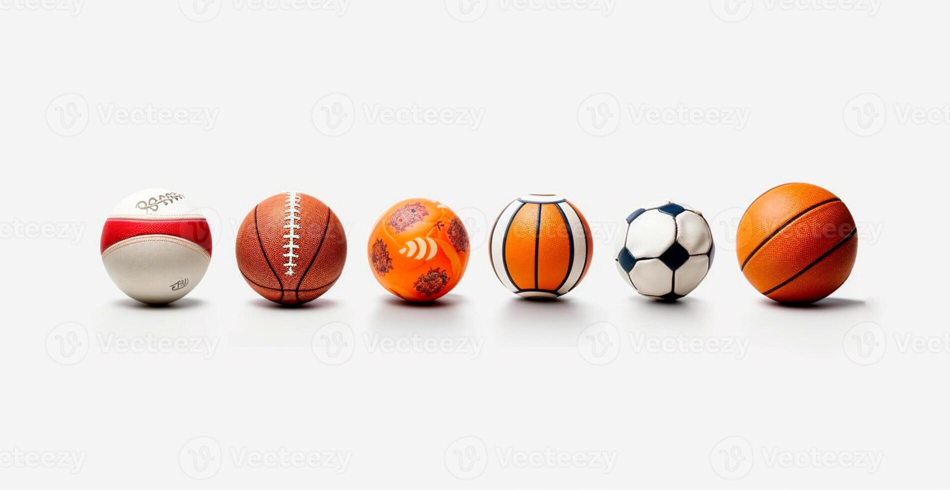 Balls of different sports on white background - AI generated image photo