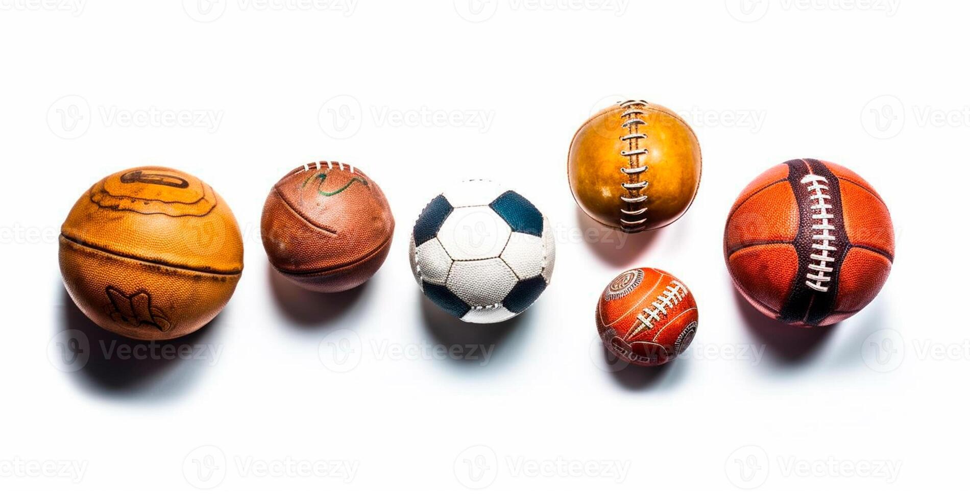 Balls of different sports on white background - image photo