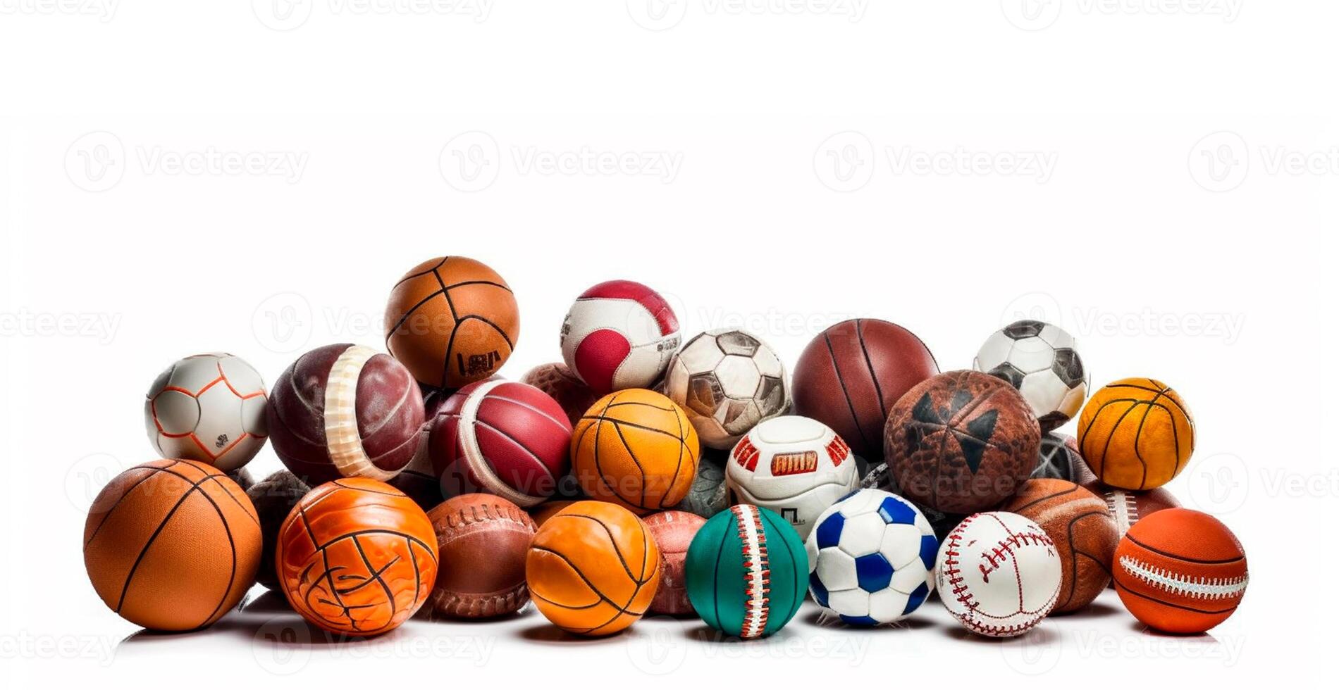 Balls of different sports on white background - AI generated image photo