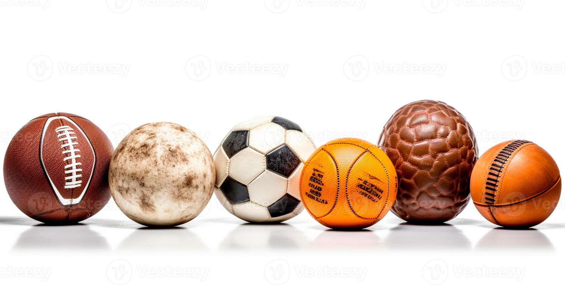 pelotas de diferente Deportes en blanco antecedentes - ai generado imagen foto