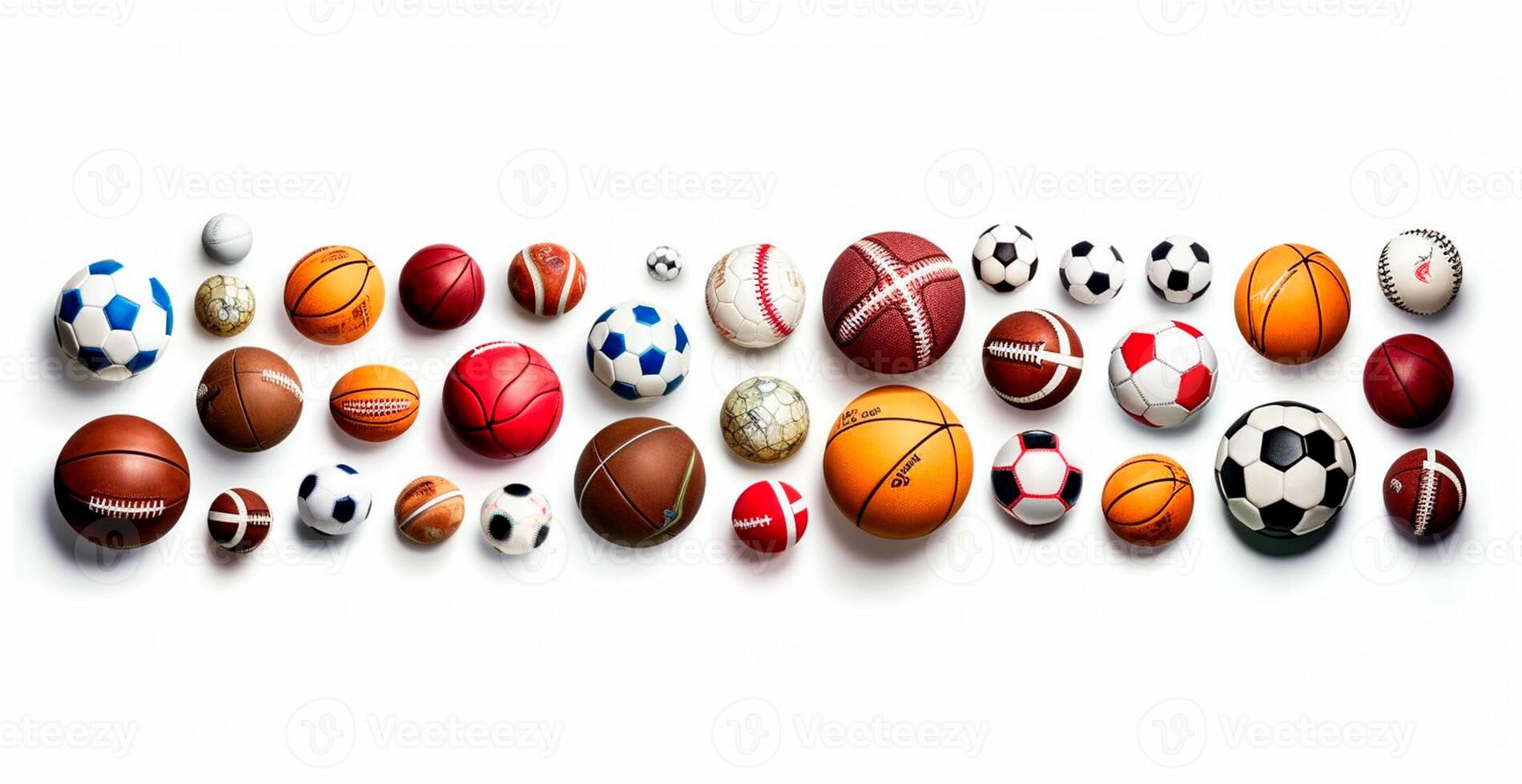 Balls of different sports on white background - AI generated image photo