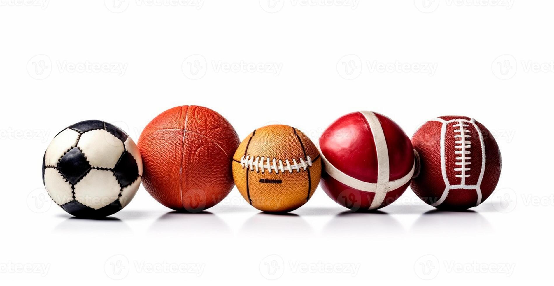 Balls of different sports on white background - image photo