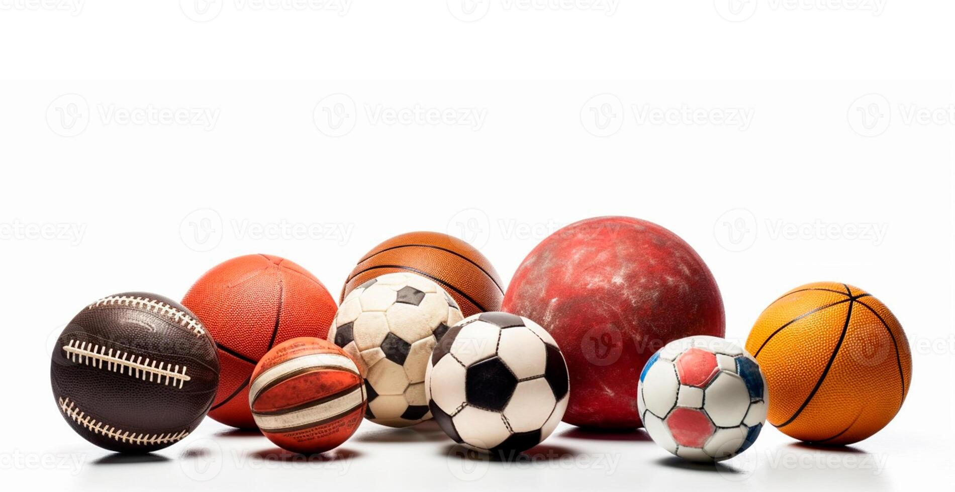 Balls of different sports on white background - image photo