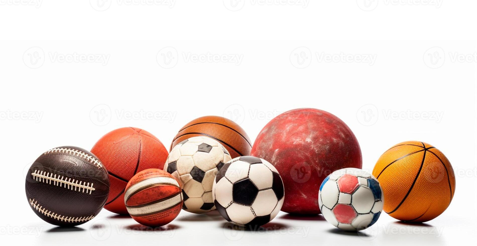 Balls of different sports on white background - AI generated image photo