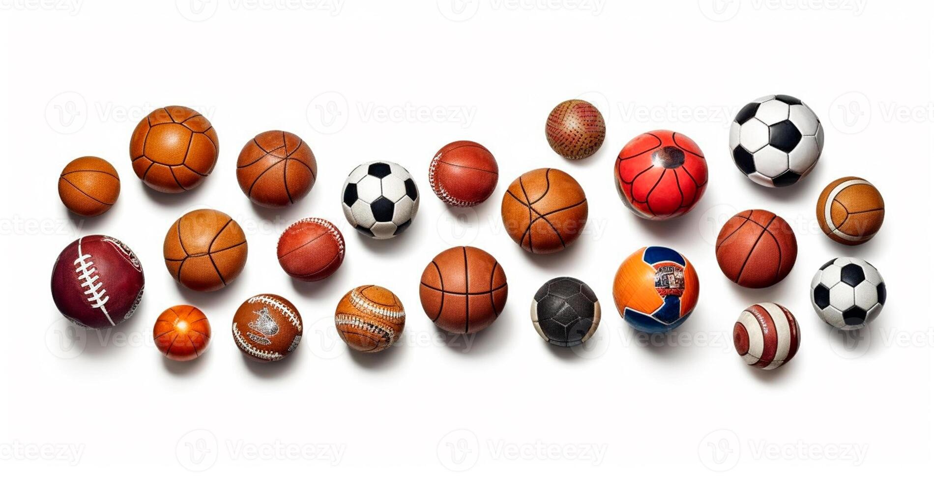 Balls of different sports on white background - AI generated image photo