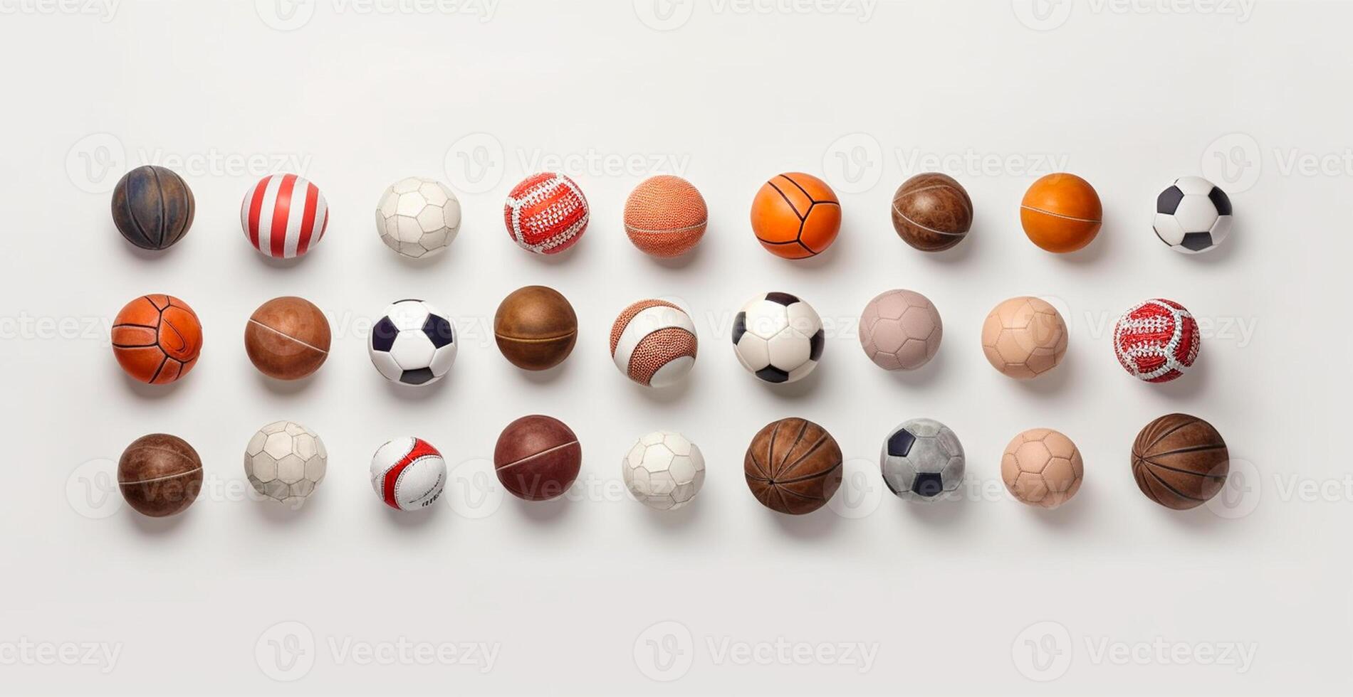 Balls of different sports on white background - AI generated image photo