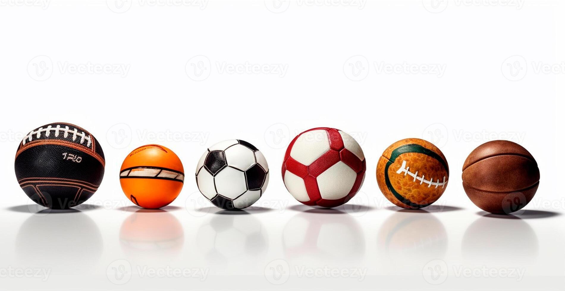 Balls of different sports on white background - AI generated image photo