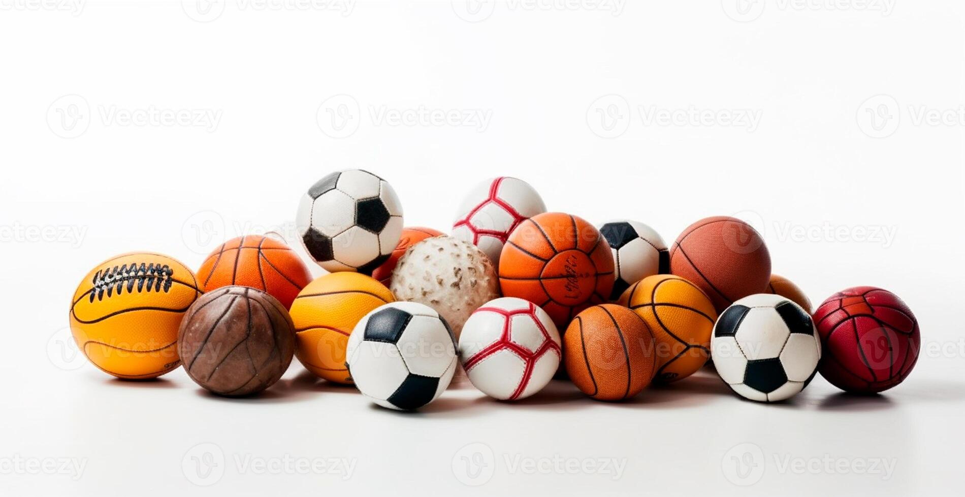 Balls of different sports on white background - AI generated image photo