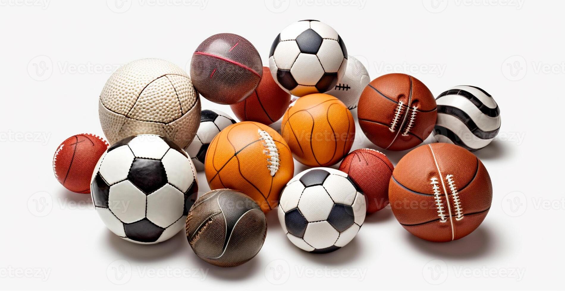 Balls of different sports on white background - image photo