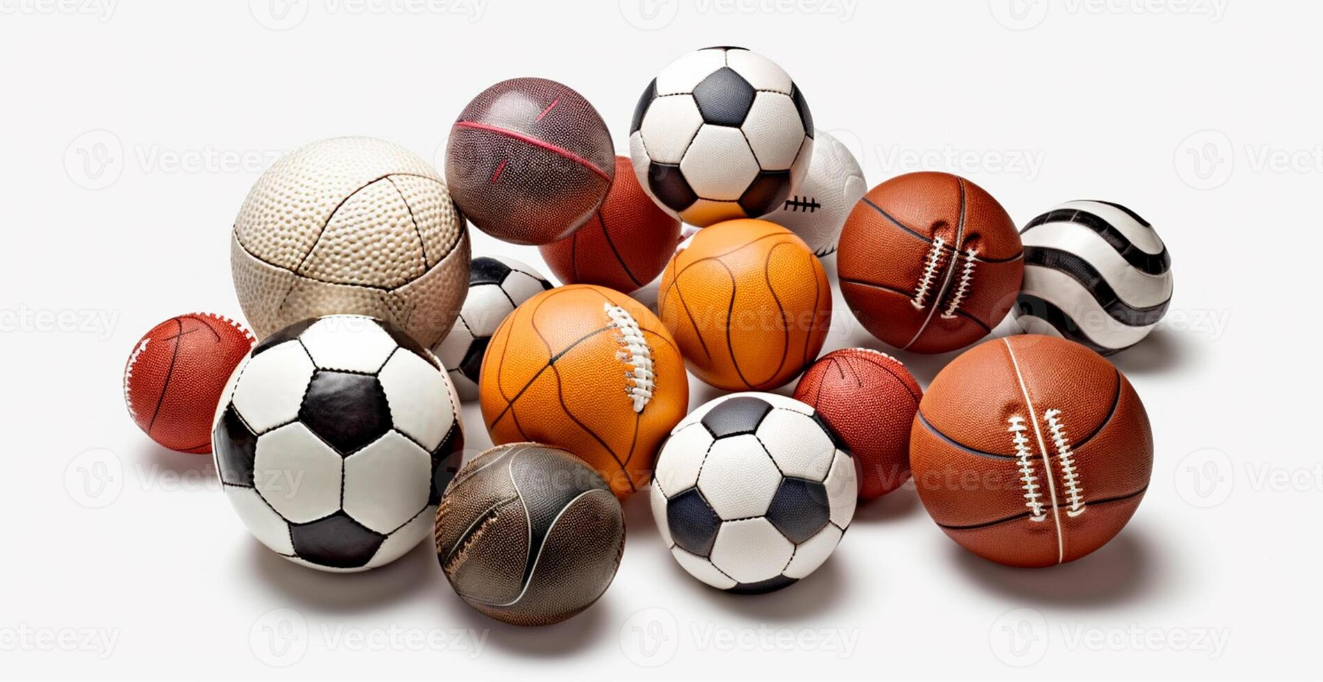 Balls of different sports on white background - AI generated image photo