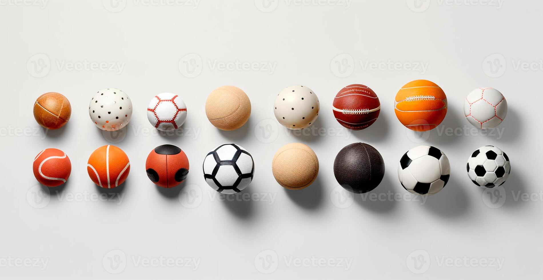 Balls of different sports on white background - AI generated image photo