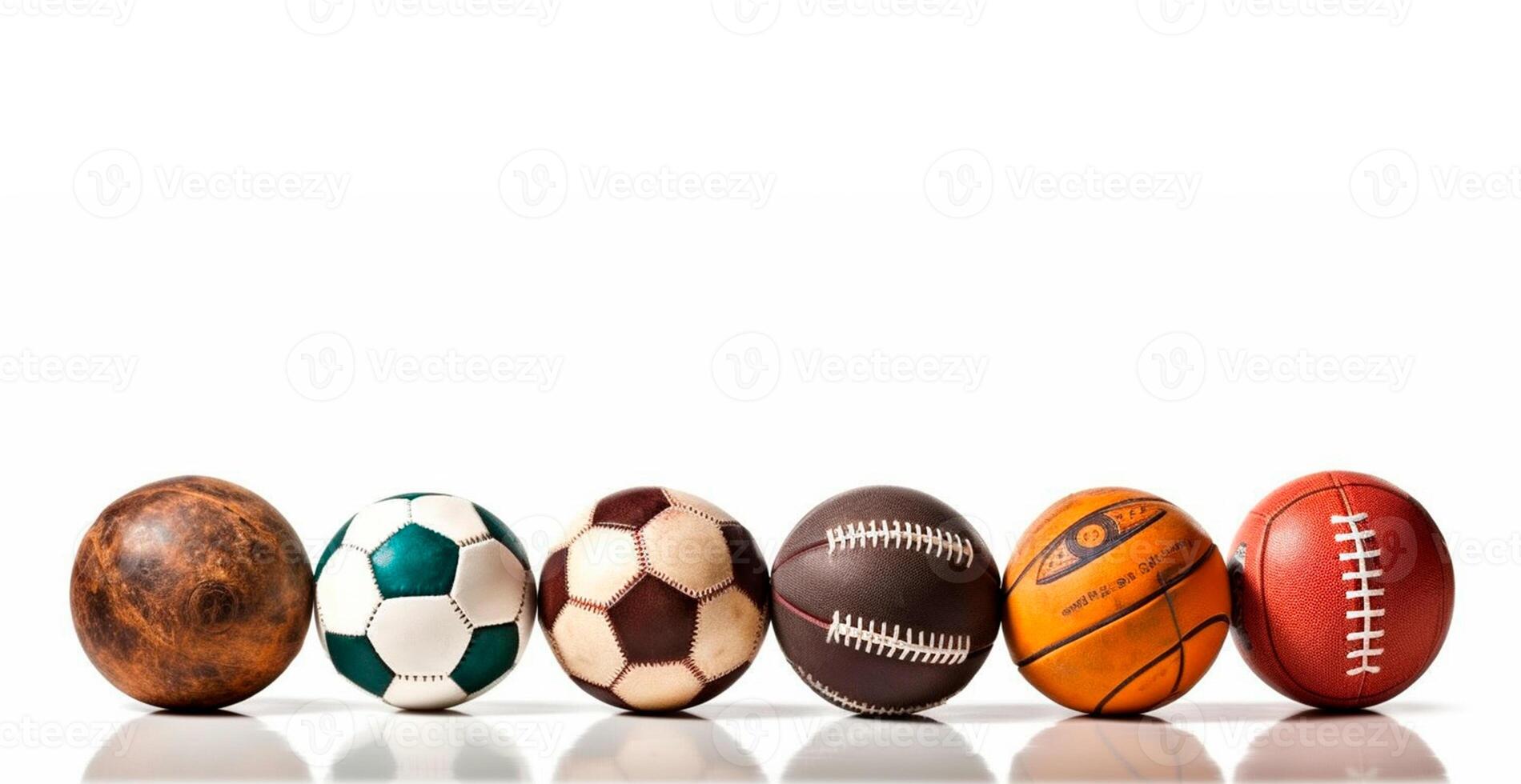 pelotas de diferente Deportes en blanco antecedentes - ai generado imagen foto