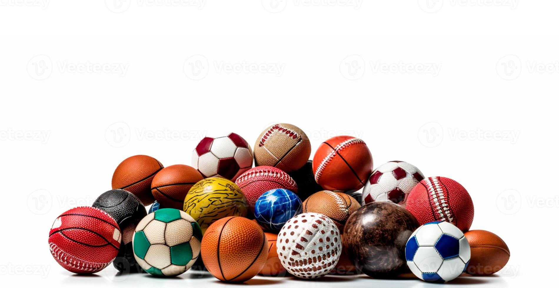 Balls of different sports on white background - AI generated image photo