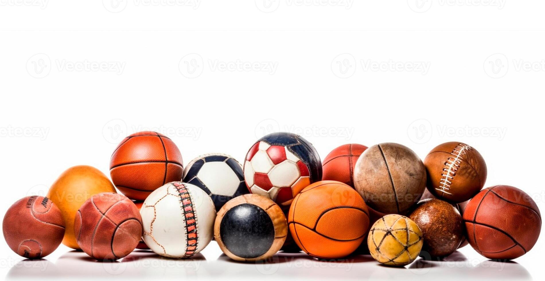 Balls of different sports on white background - AI generated image photo