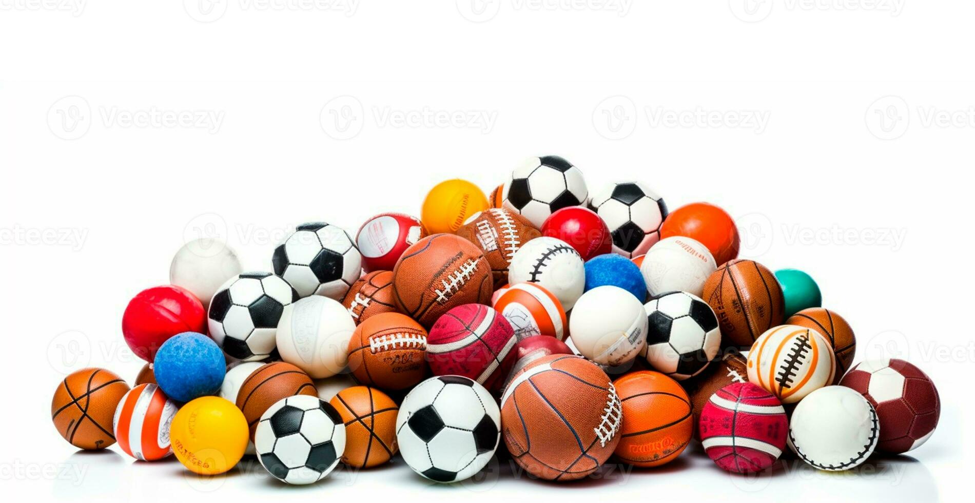 pelotas de diferente Deportes en blanco antecedentes - ai generado imagen foto