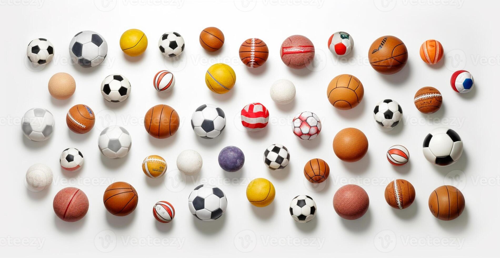 Balls of different sports on white background - AI generated image photo