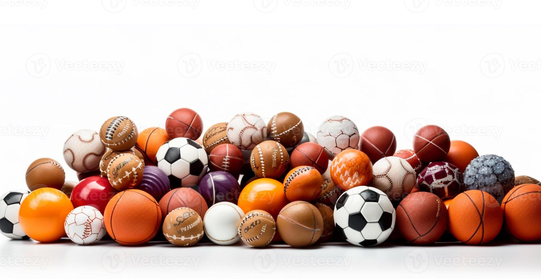 pelotas de diferente Deportes en blanco antecedentes - ai generado imagen foto