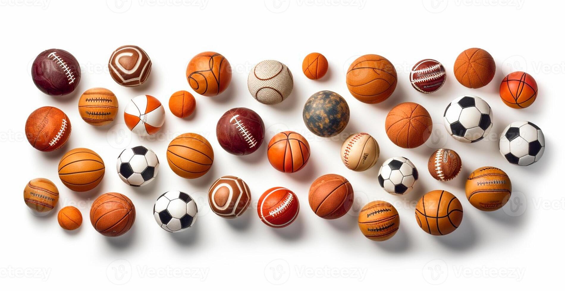 Balls of different sports on white background - AI generated image photo