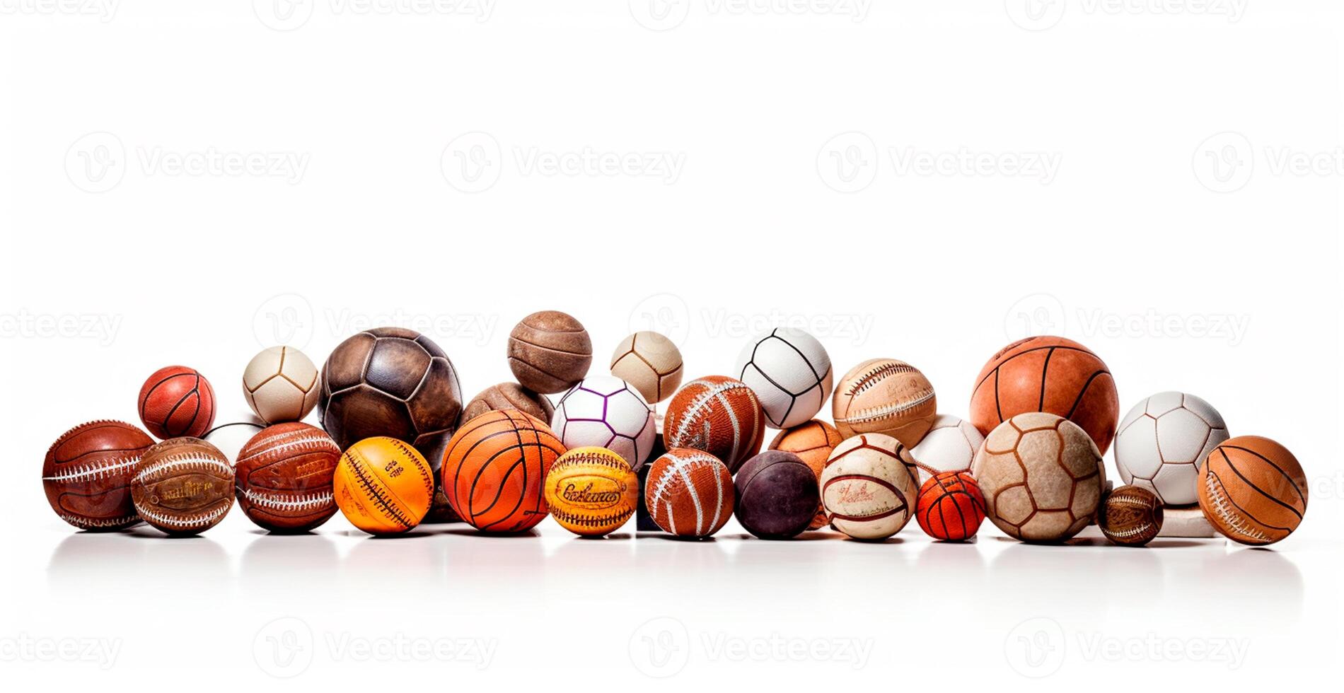 Balls of different sports on white background - AI generated image photo