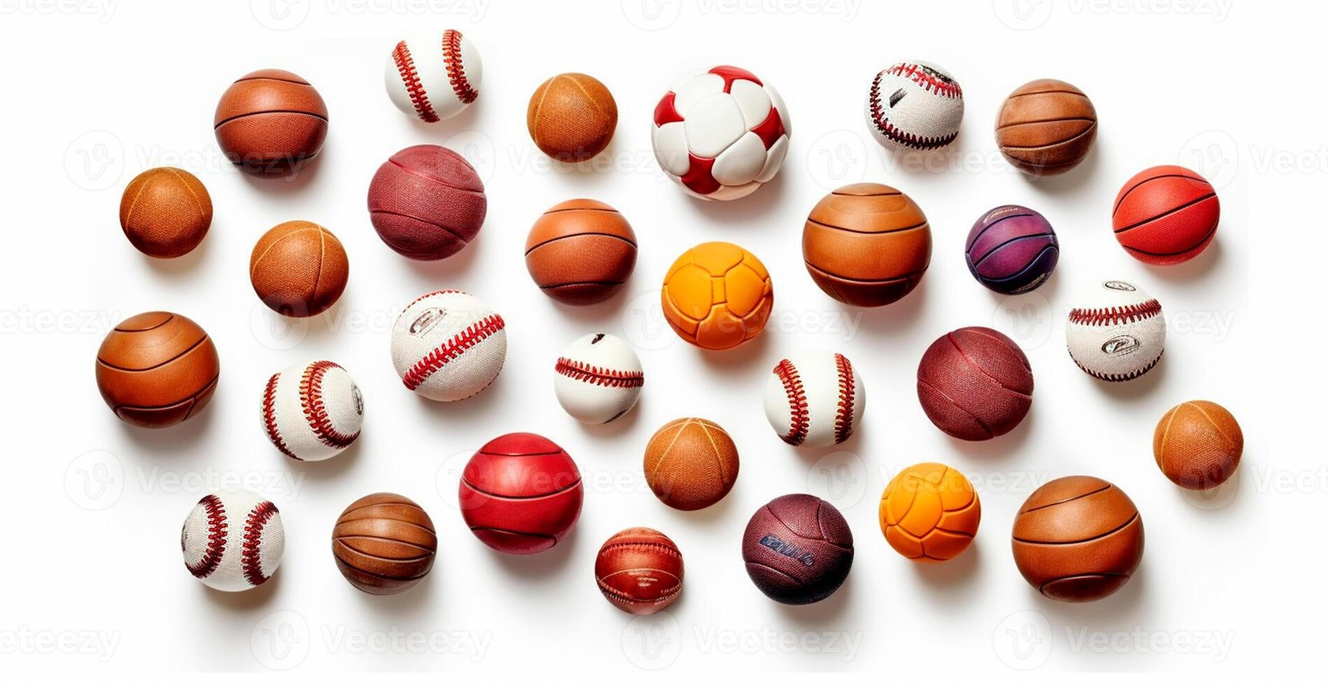 Balls of different sports on white background - AI generated image photo