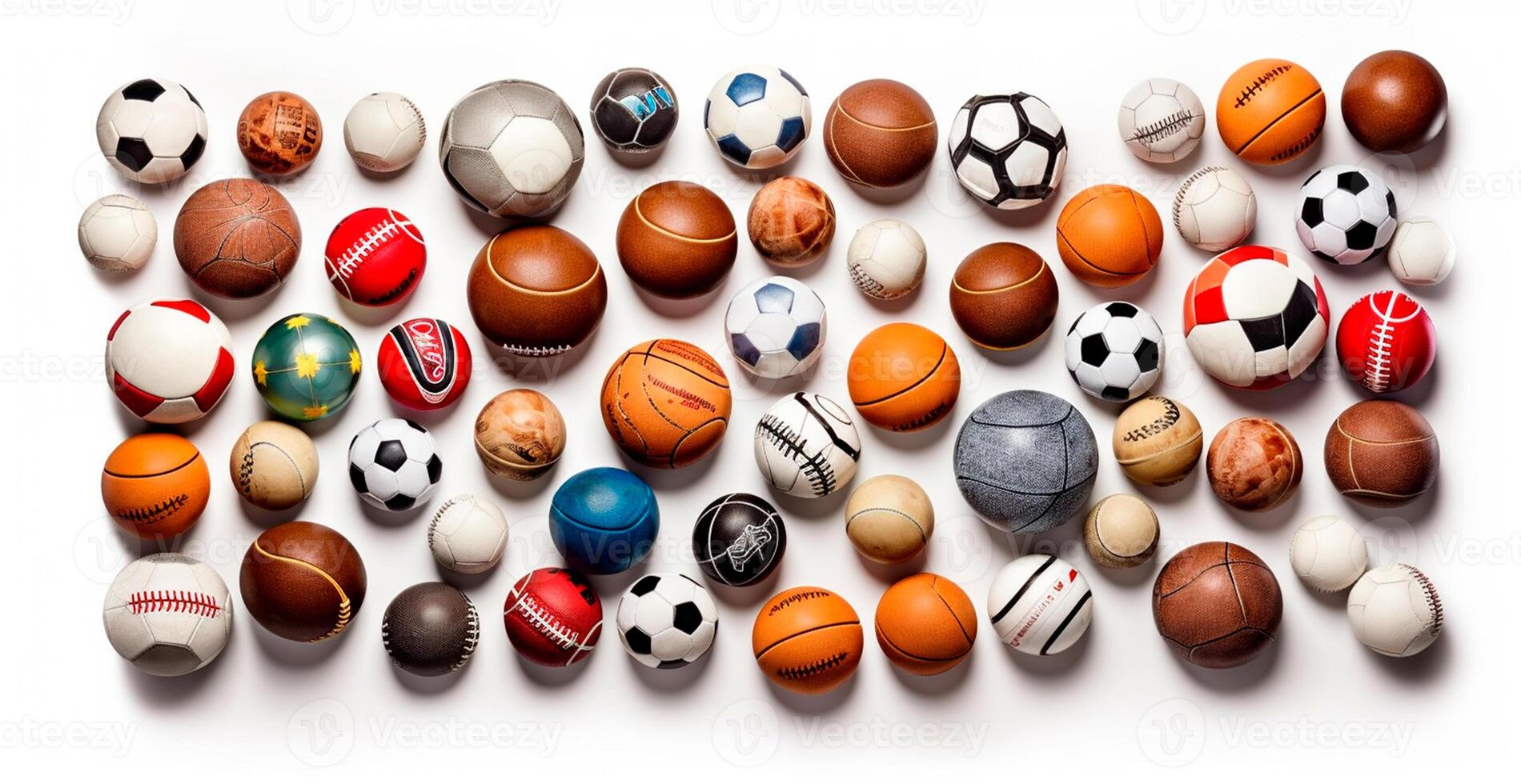 Balls of different sports on white background - AI generated image photo