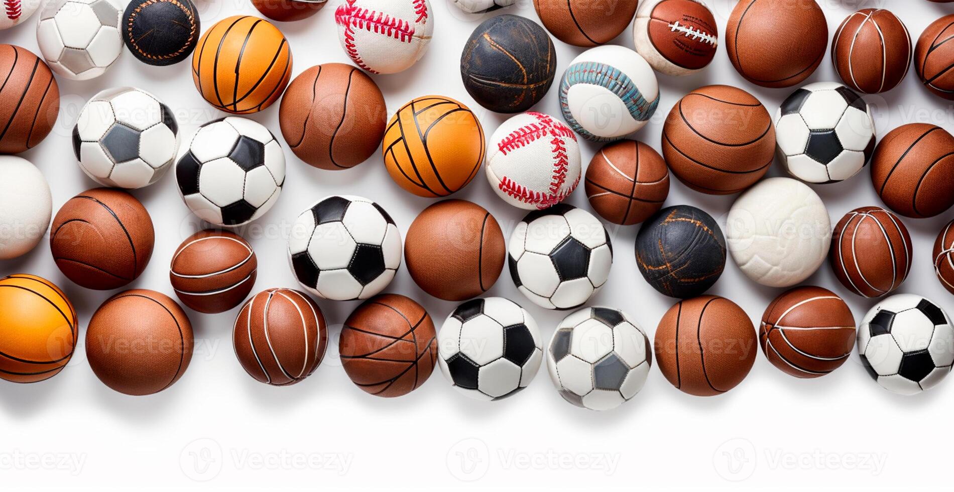 Balls of different sports on white background - image photo