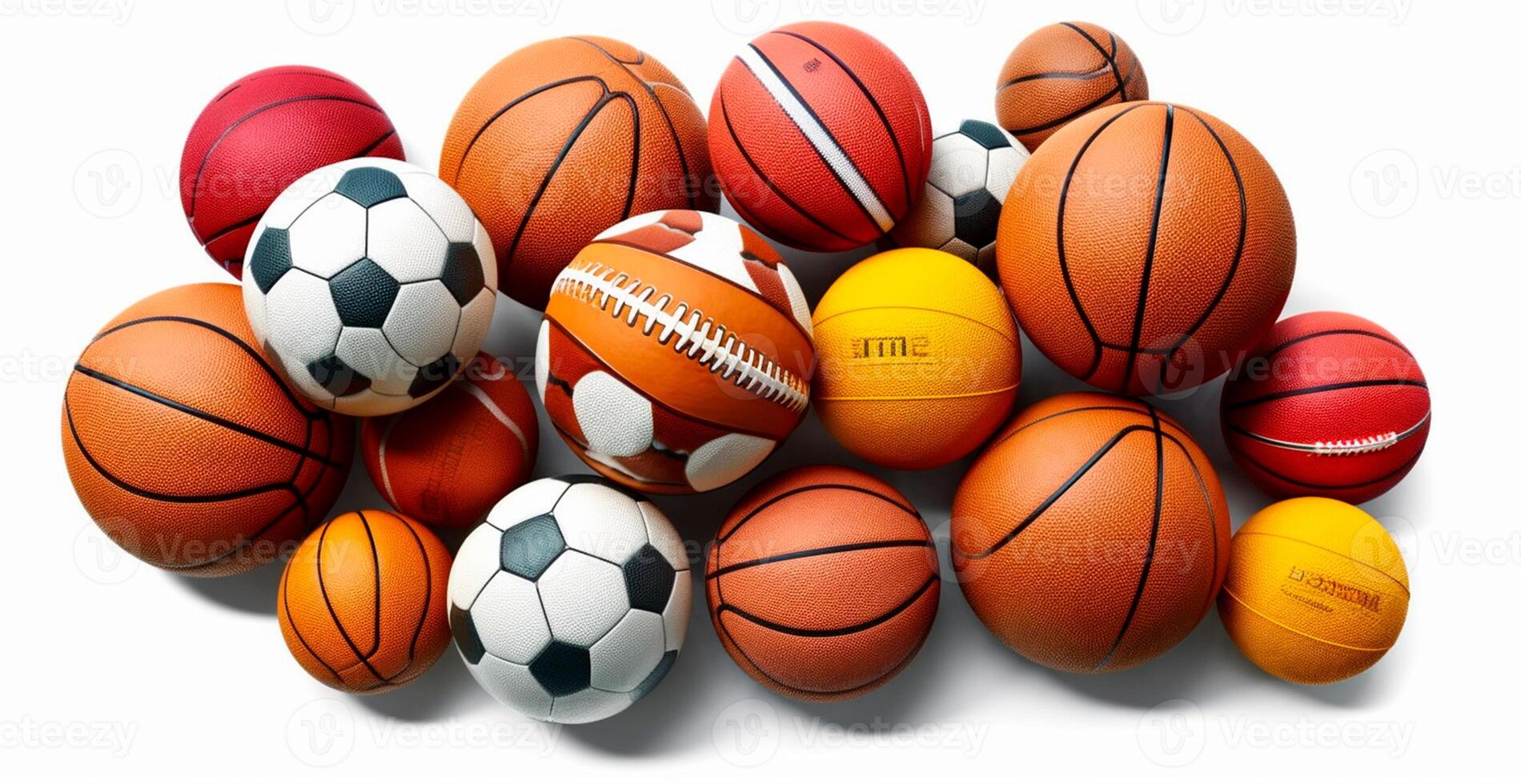 Balls of different sports on white background - AI generated image photo