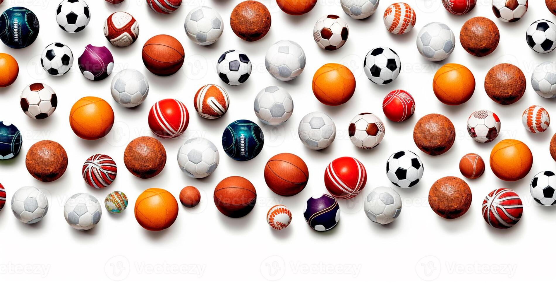 Balls of different sports on white background - image photo