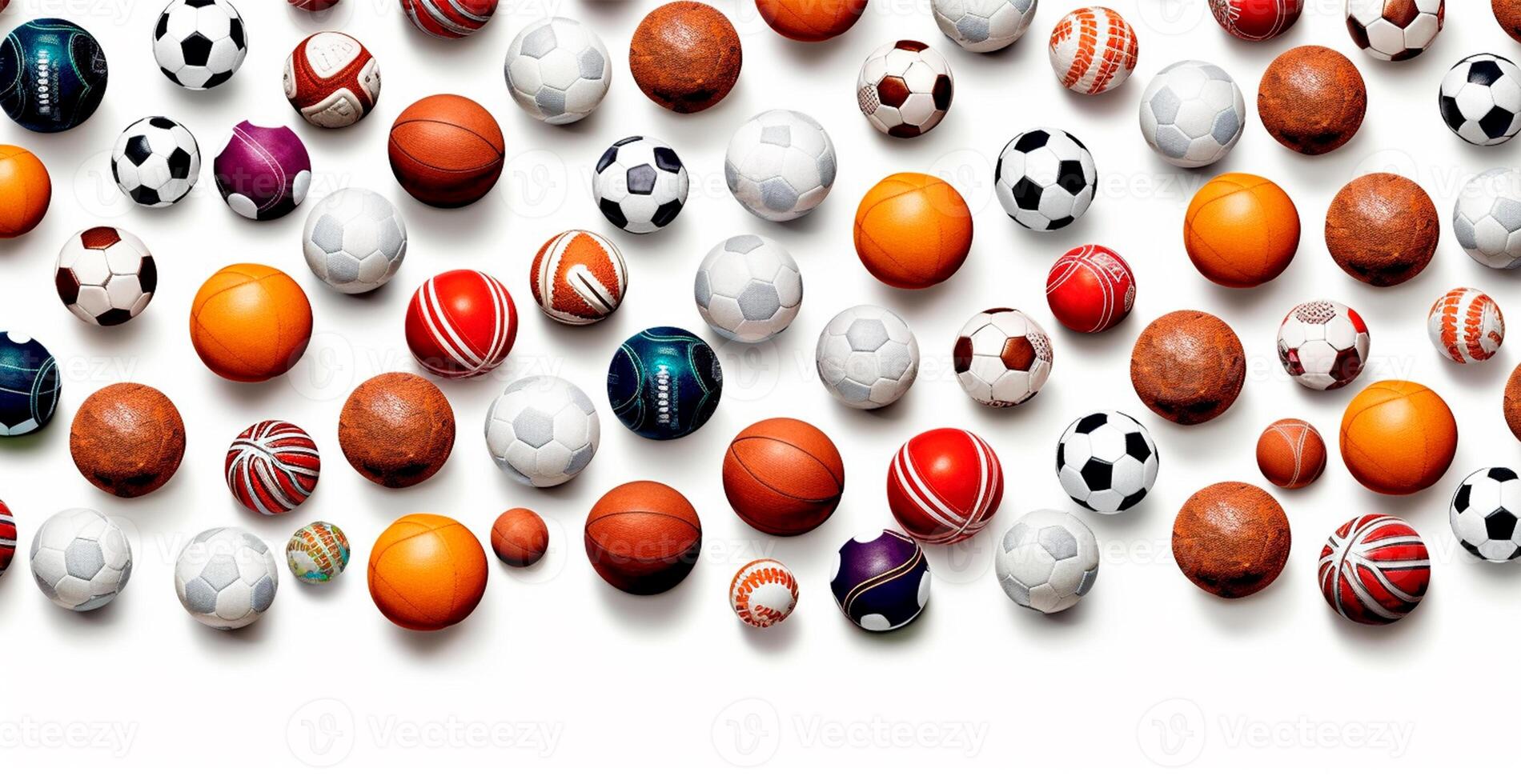 Balls of different sports on white background - AI generated image photo