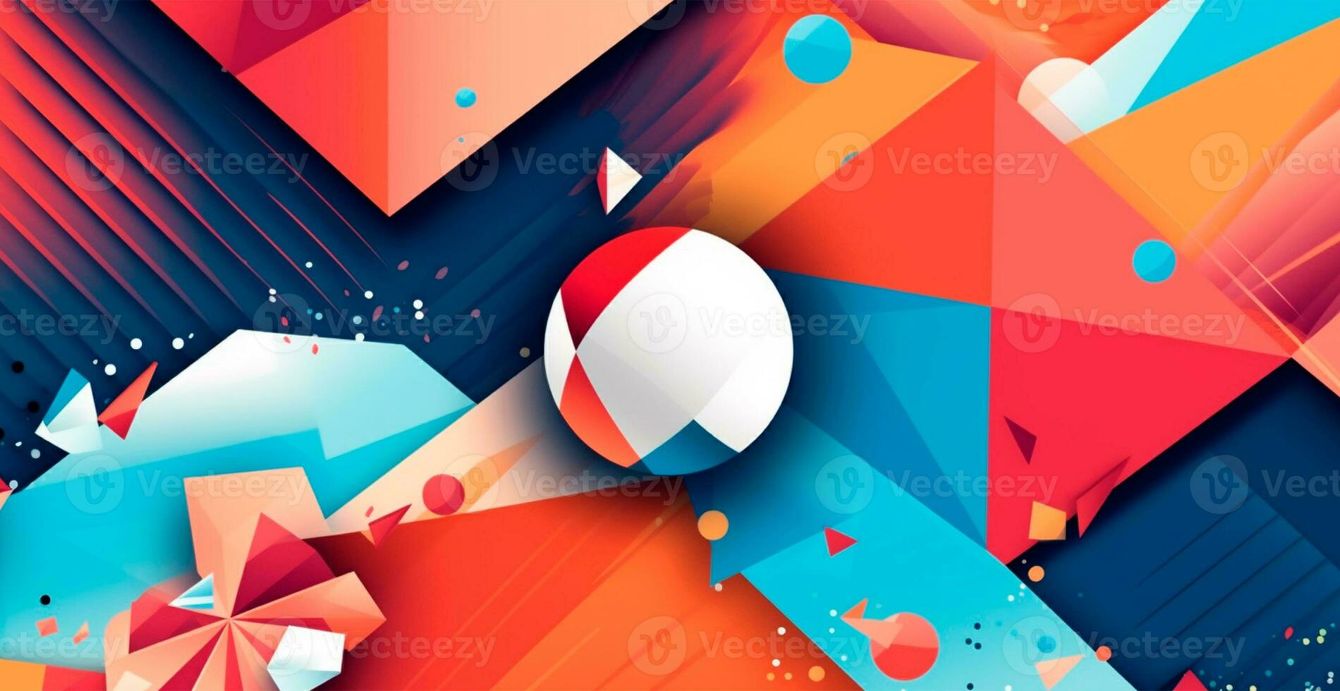 Abstract geometric panoramic background - AI generated image photo