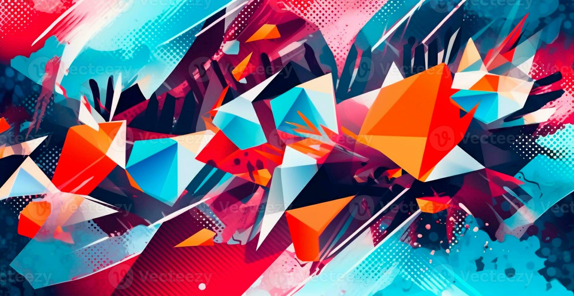 Abstract geometric panoramic background - AI generated image photo