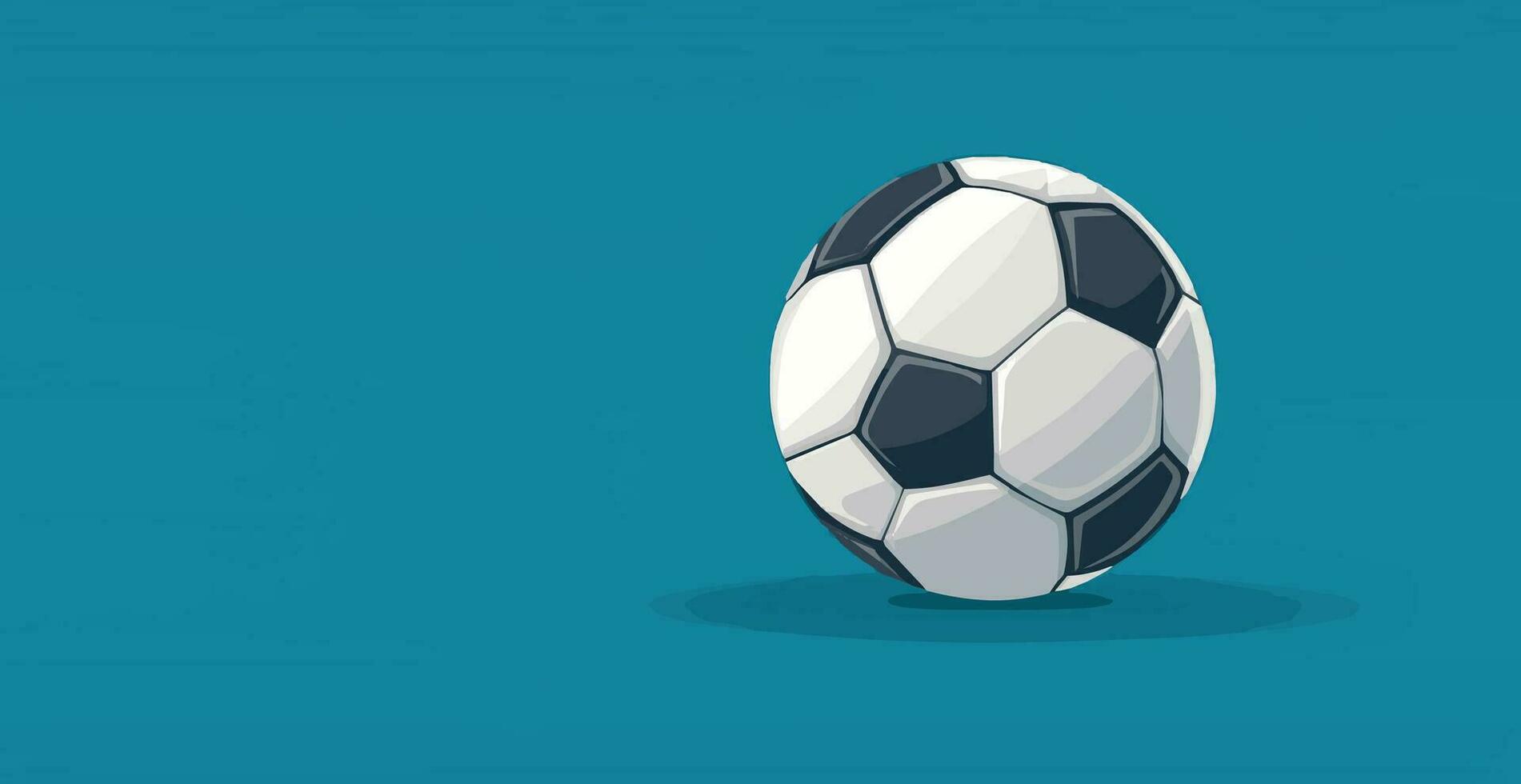 Abstract soccer ball on blue watercolor panoramic background, mosaic style - Vector